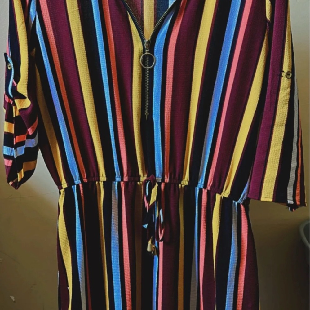 Striped Multicolor Dress with Zipper